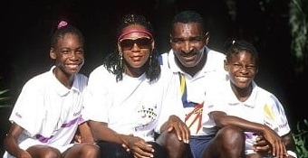 Here, we see an image that includes Oracene Price and her former husband Richard WIlliams along with their children